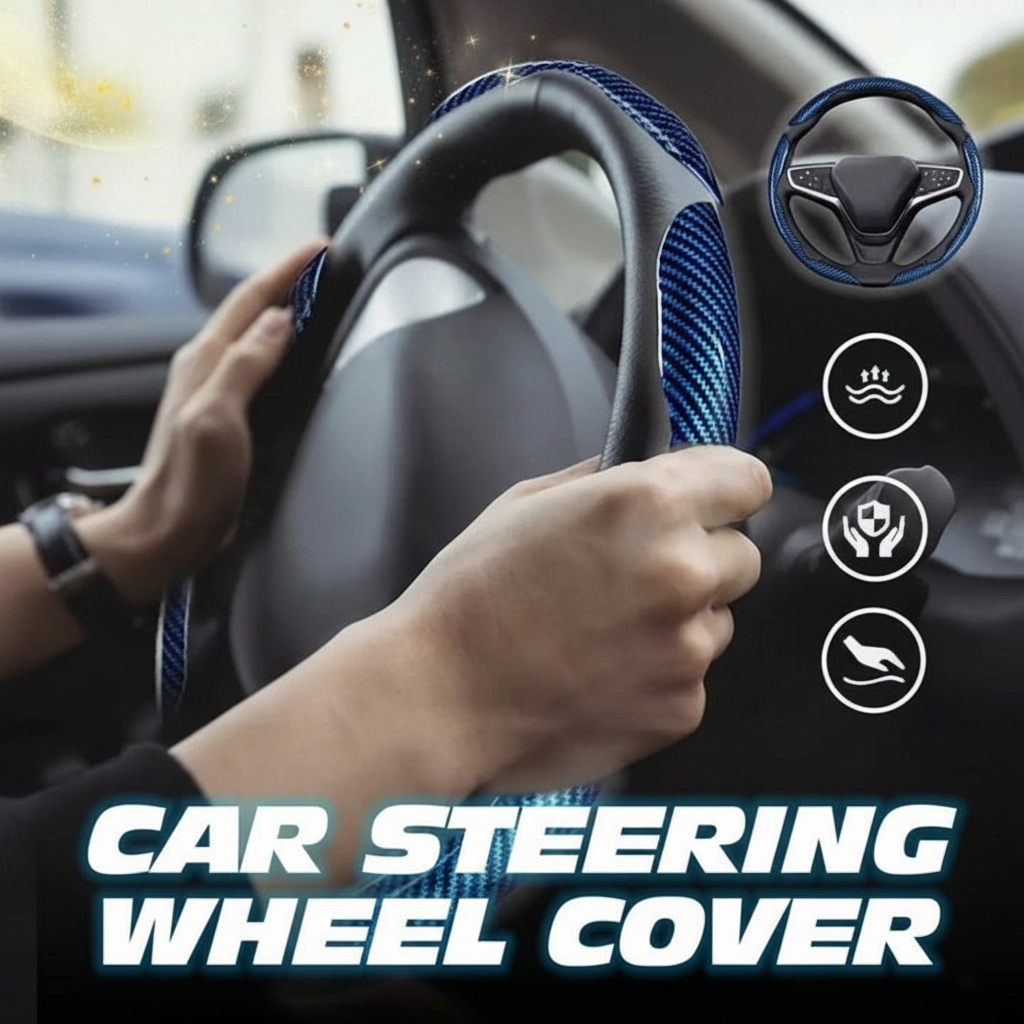 Carbon Fiber Silicone Anti-Slip Car Steering Wheel Cover Universal Fit