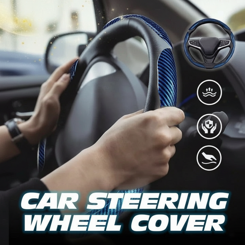 Carbon Fiber Silicone Anti-Slip Car Steering Wheel Cover Universal Fit