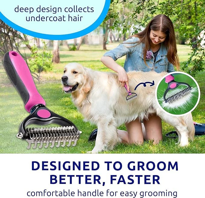 Gentle Deshedding Grooming Brush for Pain-Free Pet Coat Care