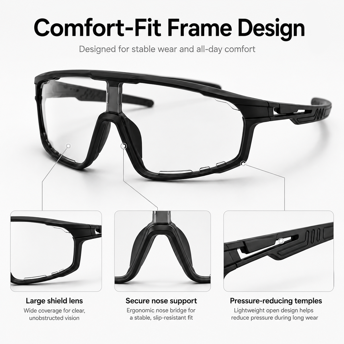 Photochromic Sports Sunglasses for Driving & Outdoor Activities