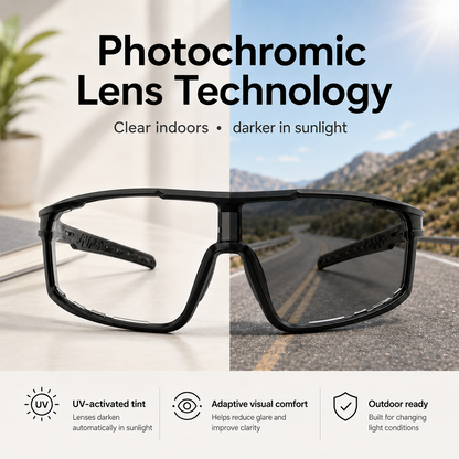 Photochromic Sports Sunglasses for Driving & Outdoor Activities
