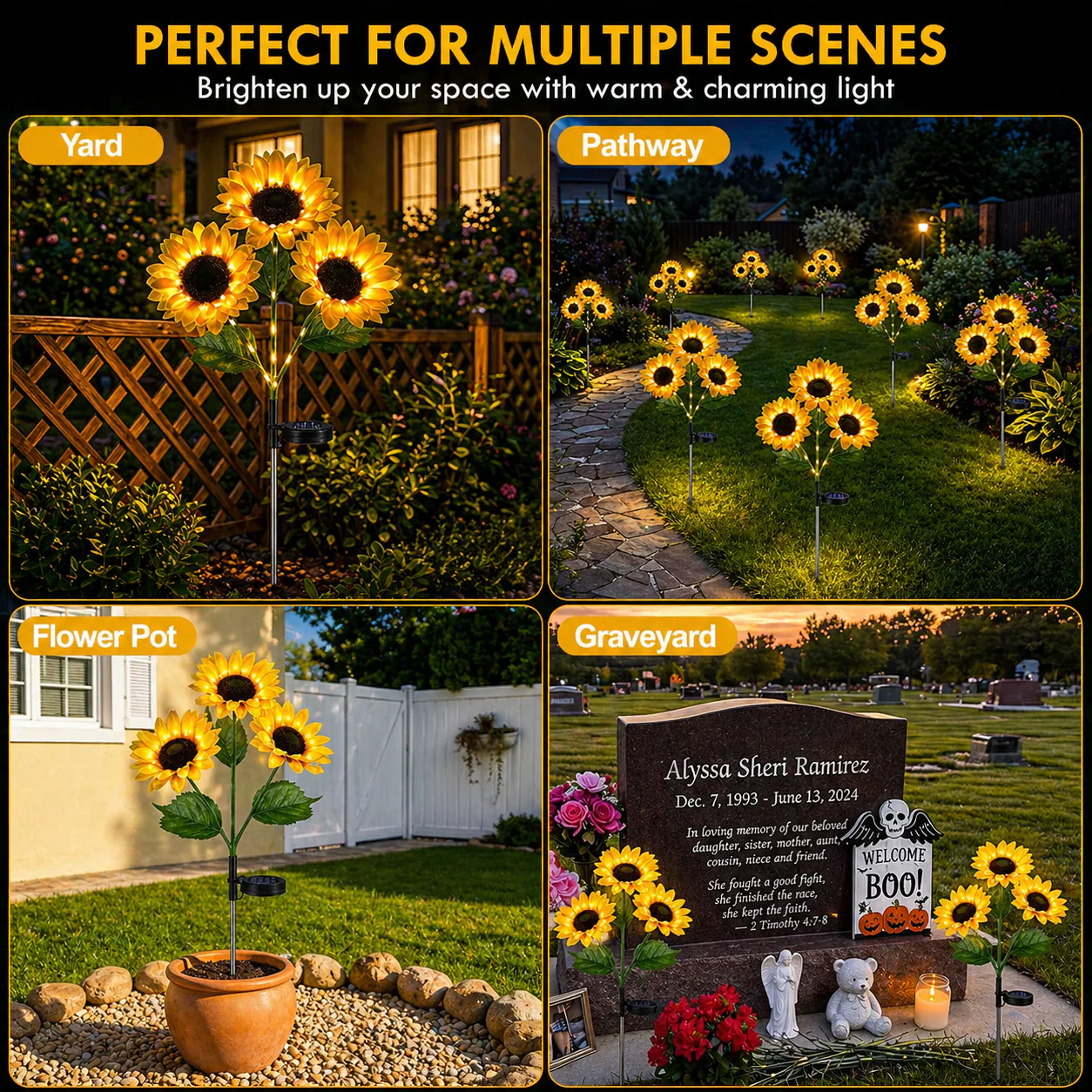 Solar Sunflower LED Lights Outdoor Waterproof Decor🌻