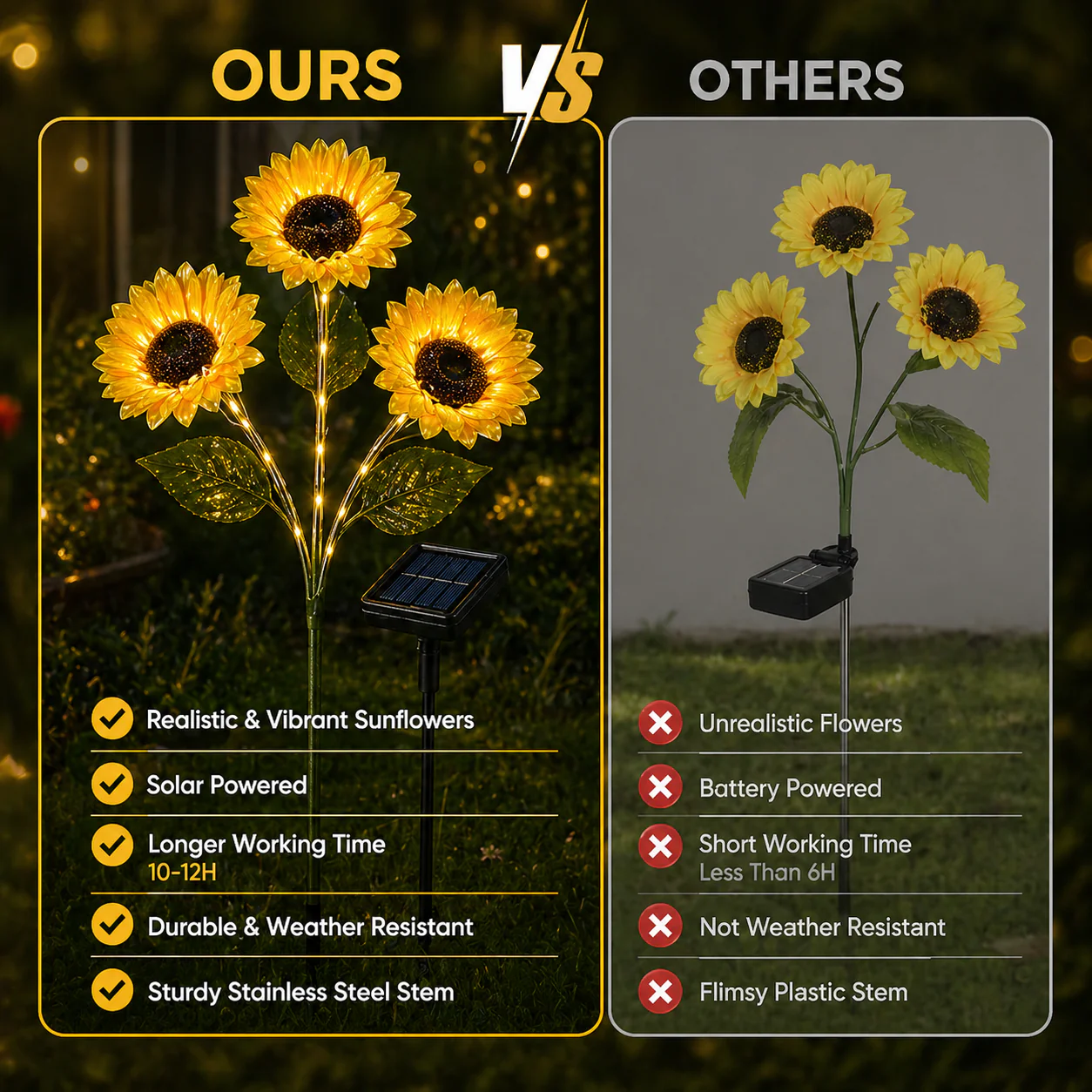 Solar Sunflower LED Lights Outdoor Waterproof Decor🌻