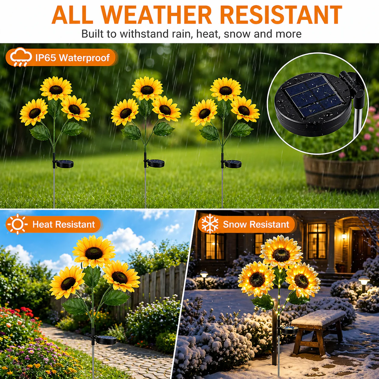 Solar Sunflower LED Lights Outdoor Waterproof Decor🌻