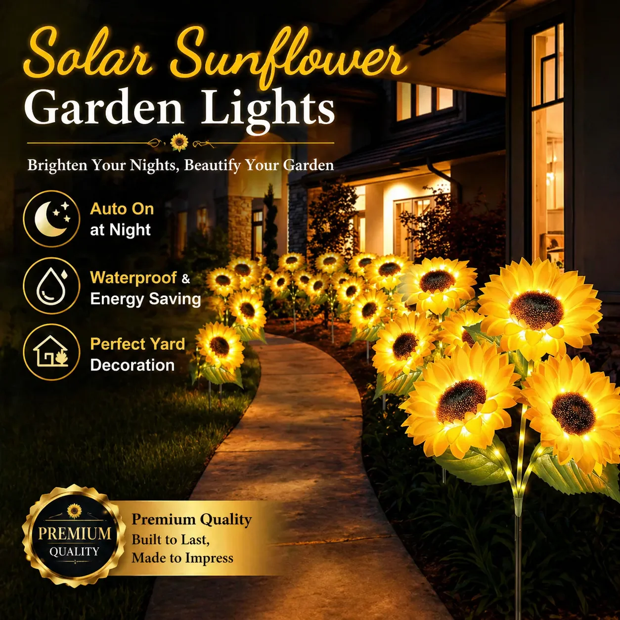 Solar Sunflower LED Lights Outdoor Waterproof Decor🌻