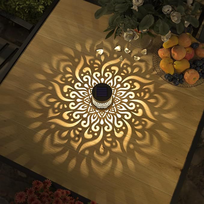 Solar Mandala Projection Wall Light for Outdoor Garden Decor