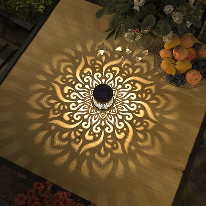Solar Mandala Projection Wall Light for Outdoor Garden Decor