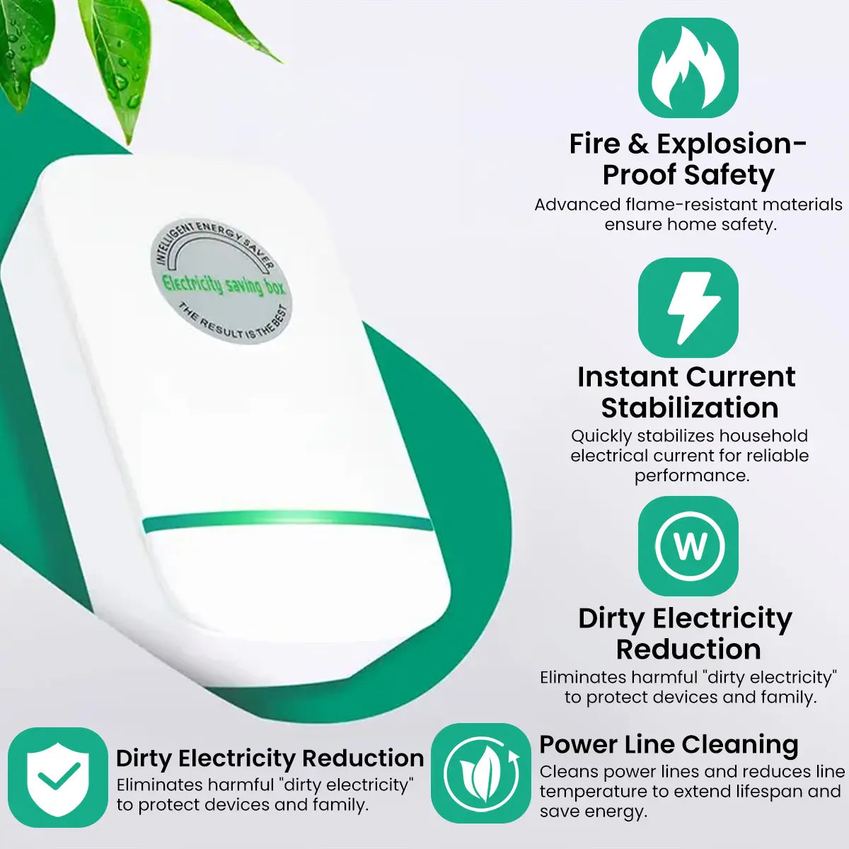 US Plug Power Stabilizer, Auto-Manage Electrical Efficiency for Worry-Free Home Use
