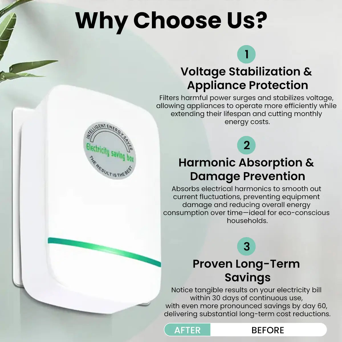 US Plug Power Stabilizer, Auto-Manage Electrical Efficiency for Worry-Free Home Use
