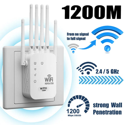6-Antenna WiFi Extender 1200Mbps Dual Band
