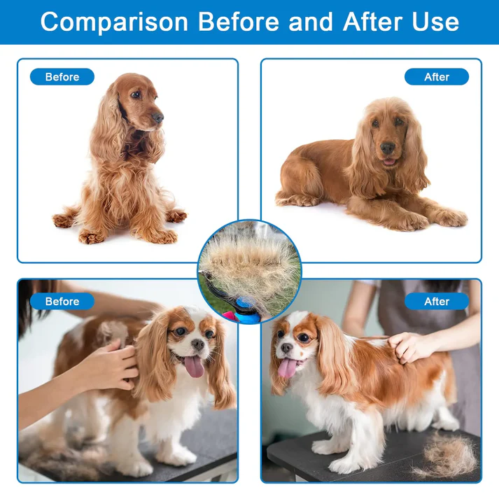 Gentle Deshedding Grooming Brush for Pain-Free Pet Coat Care