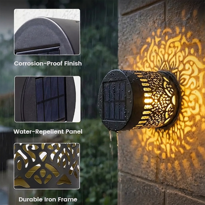 Solar Mandala Projection Wall Light for Outdoor Garden Decor
