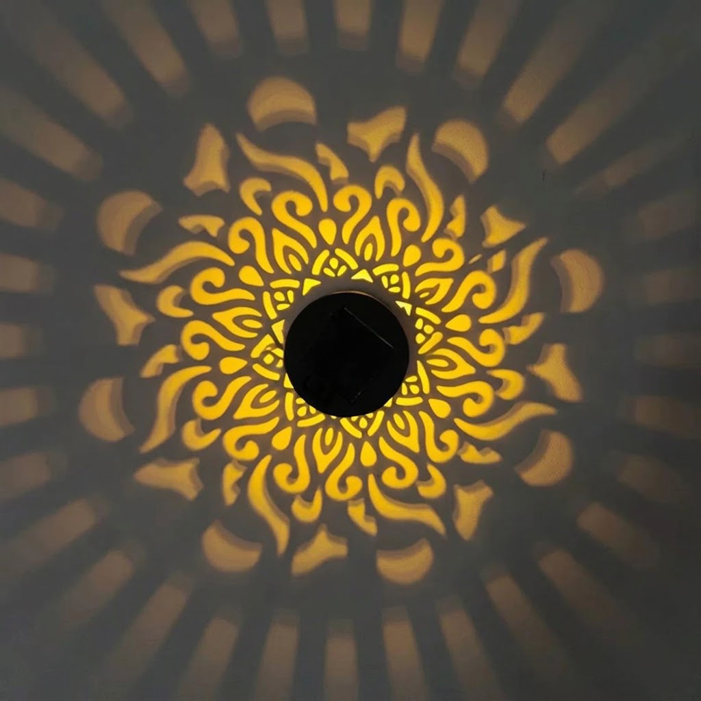 Solar Mandala Projection Wall Light for Outdoor Garden Decor