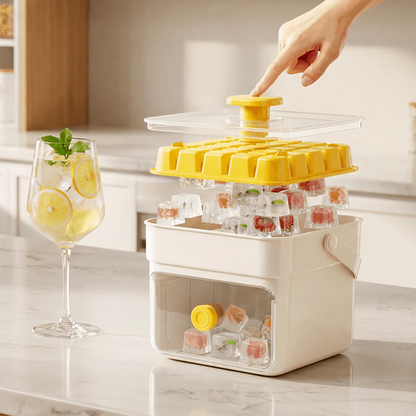 Handled Press-Type Ice Cube Tray (Double-Layer) For any summer moment