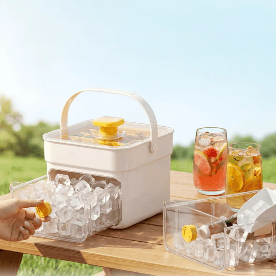Handled Press-Type Ice Cube Tray (Double-Layer) For any summer moment