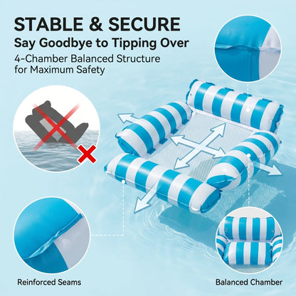 Inflatable Water Hammock Pool Float Lounge Chair