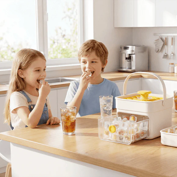 Handled Press-Type Ice Cube Tray (Double-Layer) For any summer moment