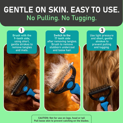 Gentle Deshedding Grooming Brush for Pain-Free Pet Coat Care