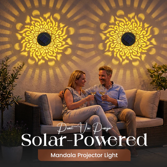 Solar Mandala Projection Wall Light for Outdoor Garden Decor