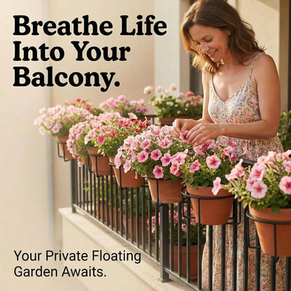 Adjustable Balcony Railing Plant Hanger Outdoor Metal Flower Holder