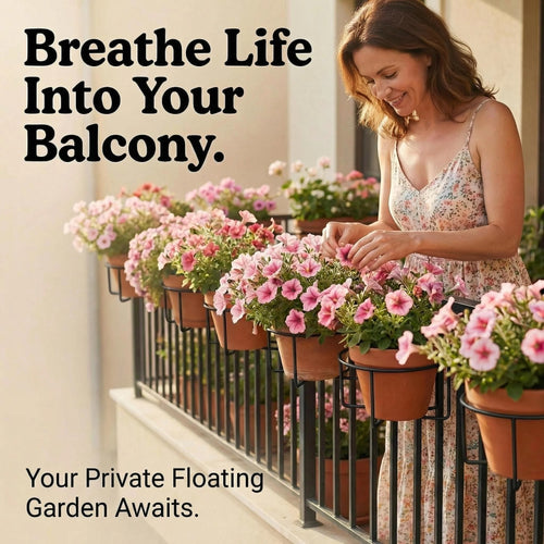 Adjustable Balcony Railing Plant Hanger Outdoor Metal Flower Holder