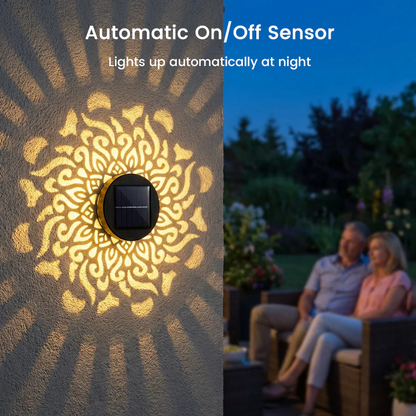 Solar Mandala Projection Wall Light for Outdoor Garden Decor