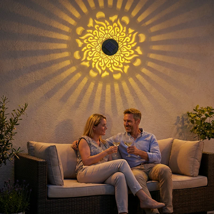 Solar Mandala Projection Wall Light for Outdoor Garden Decor