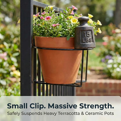 Adjustable Balcony Railing Plant Hanger Outdoor Metal Flower Holder