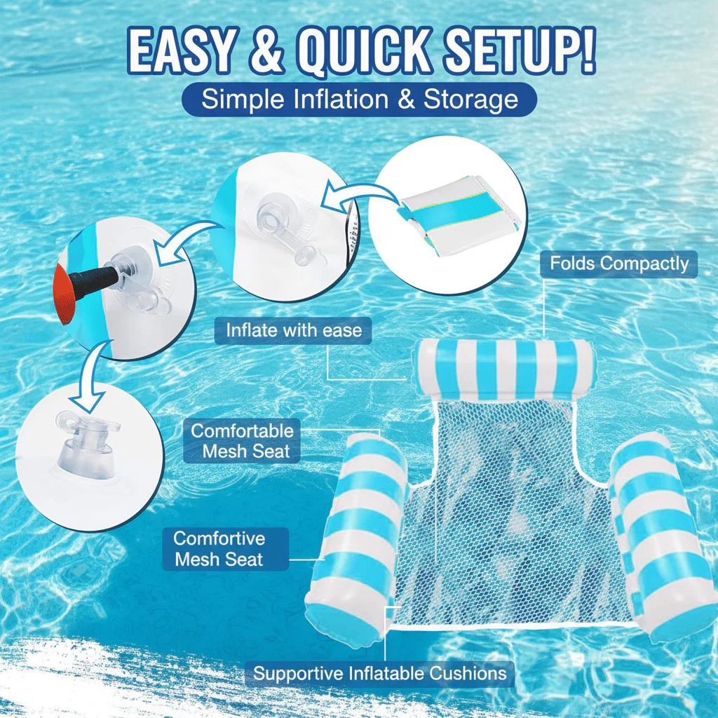 Inflatable Water Hammock Pool Float Lounge Chair