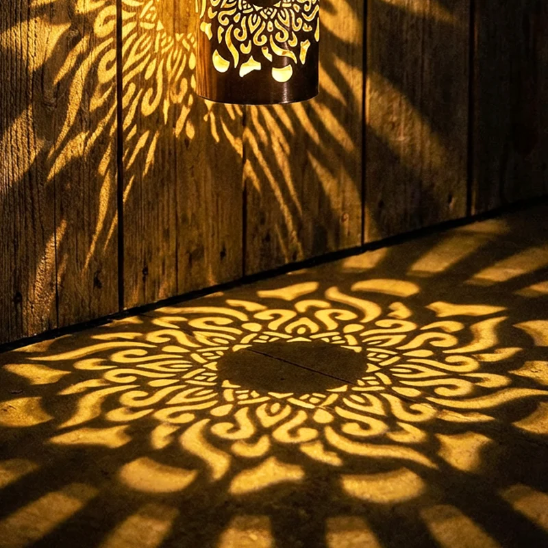 Solar Mandala Projection Wall Light for Outdoor Garden Decor