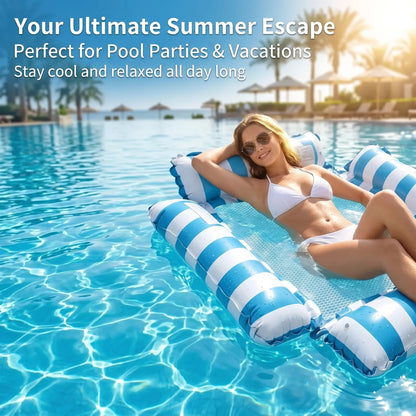 Inflatable Water Hammock Pool Float Lounge Chair