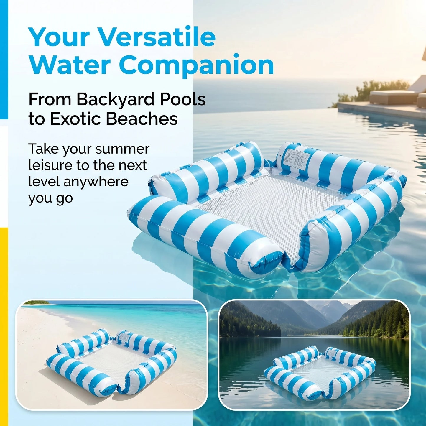 Inflatable Water Hammock Pool Float Lounge Chair