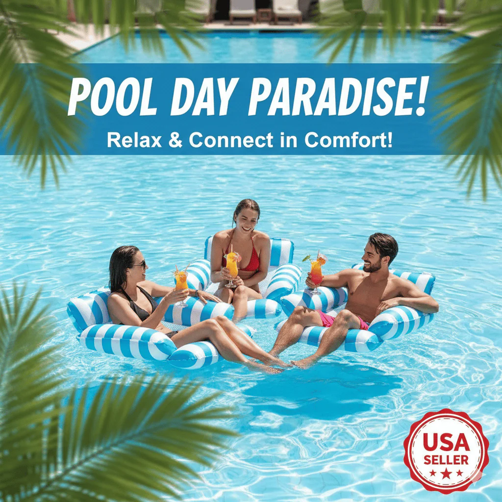 Inflatable Water Hammock Pool Float Lounge Chair