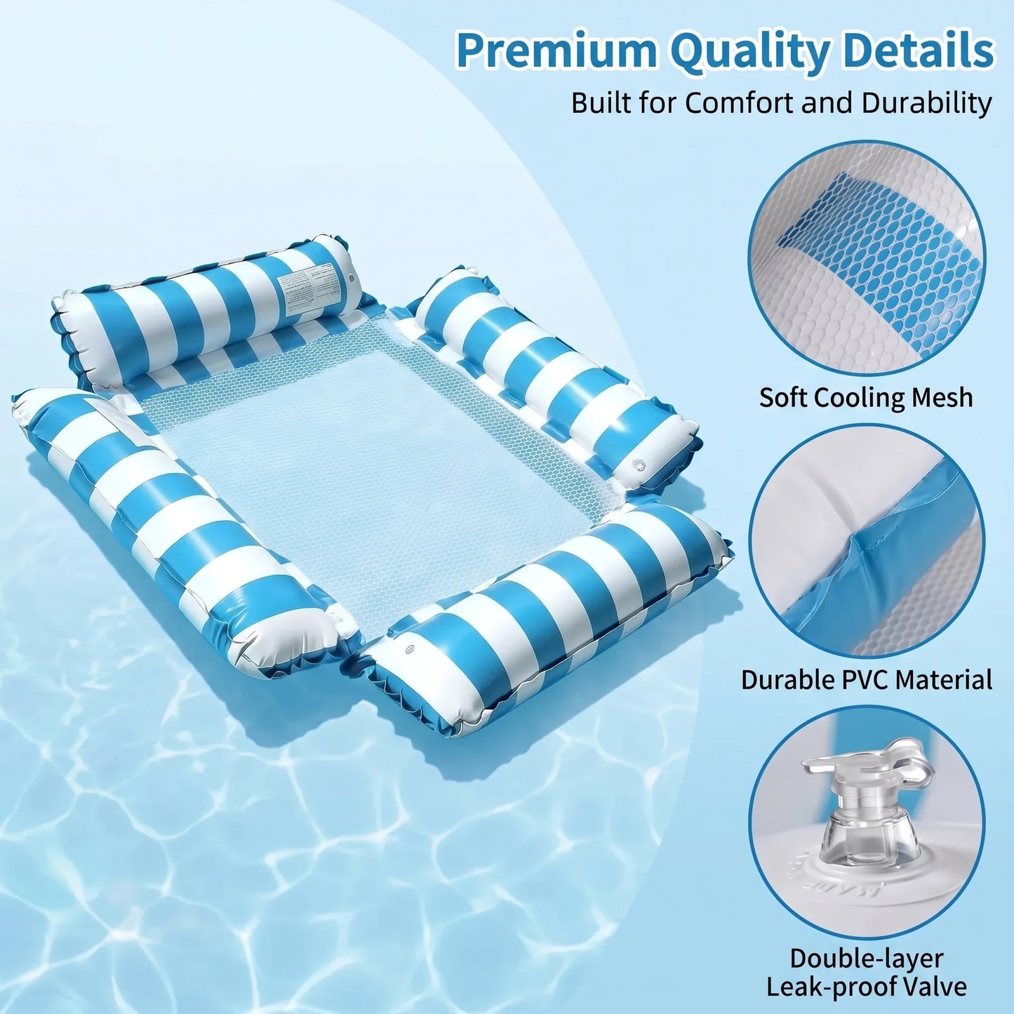 Inflatable Water Hammock Pool Float Lounge Chair