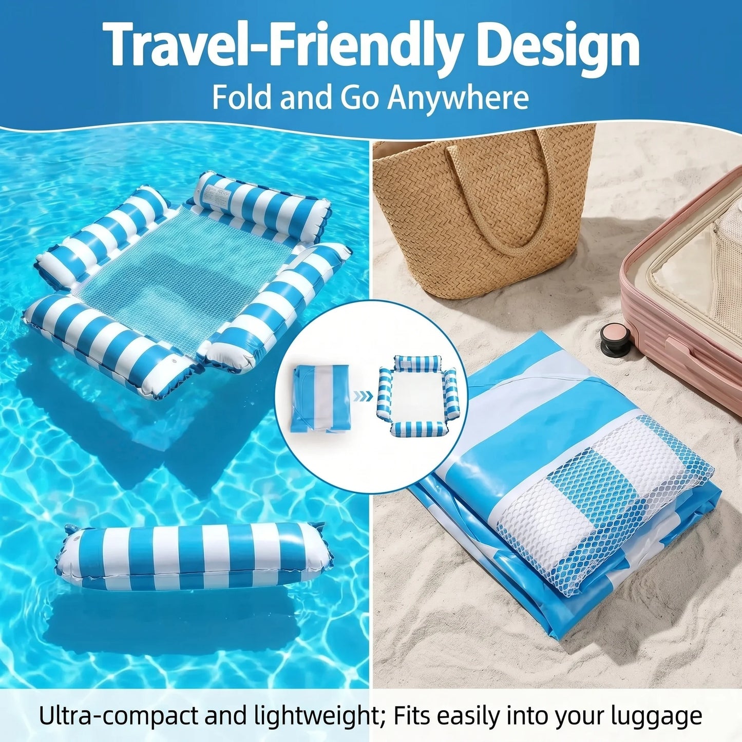 Inflatable Water Hammock Pool Float Lounge Chair