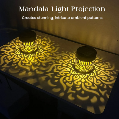 Solar Mandala Projection Wall Light for Outdoor Garden Decor
