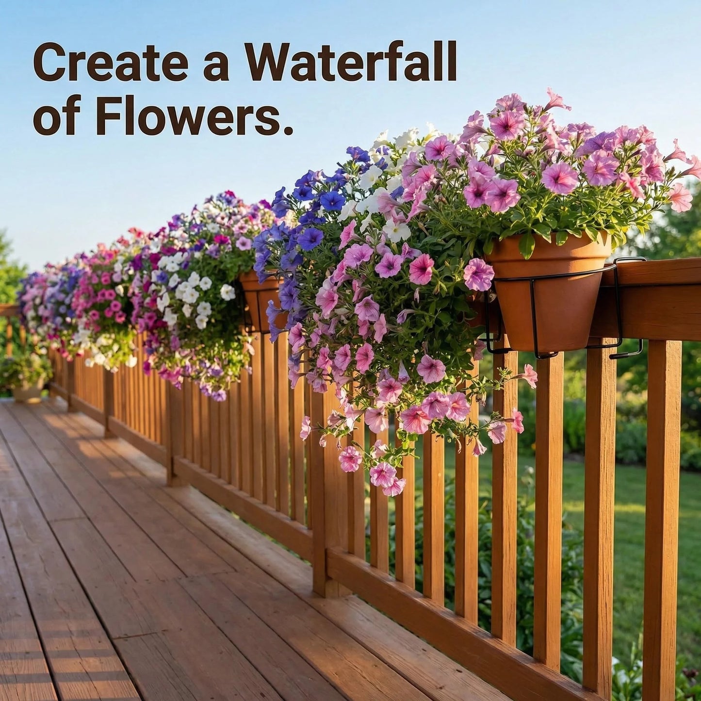 Adjustable Balcony Railing Plant Hanger Outdoor Metal Flower Holder