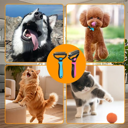 Gentle Deshedding Grooming Brush for Pain-Free Pet Coat Care