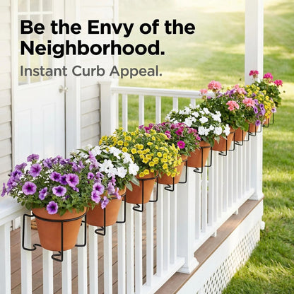 Adjustable Balcony Railing Plant Hanger Outdoor Metal Flower Holder