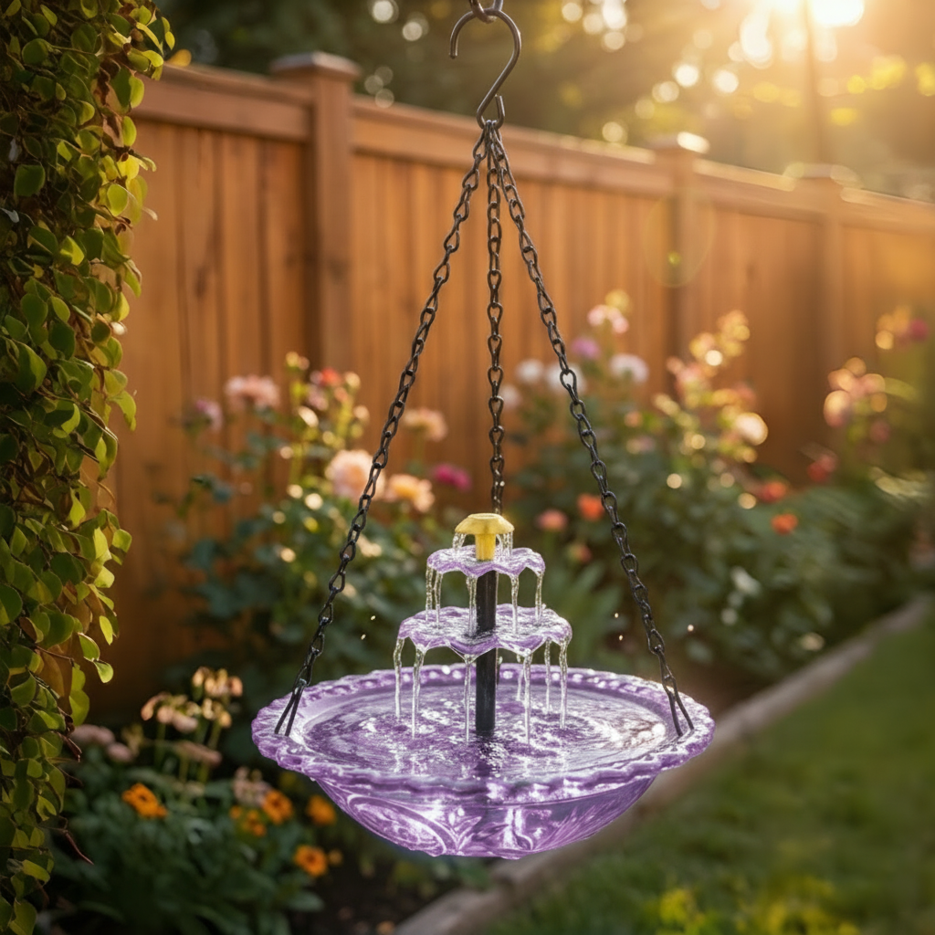 Solar Cascade Hanging Bird Bath Fountain